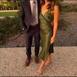 Green Zara xs satin midi dress